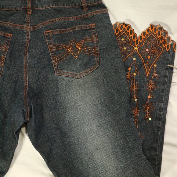 APOLLO JEANS Washed Denim Flared Bottom Jeans Sz 13/14 - Picture 15 of 16